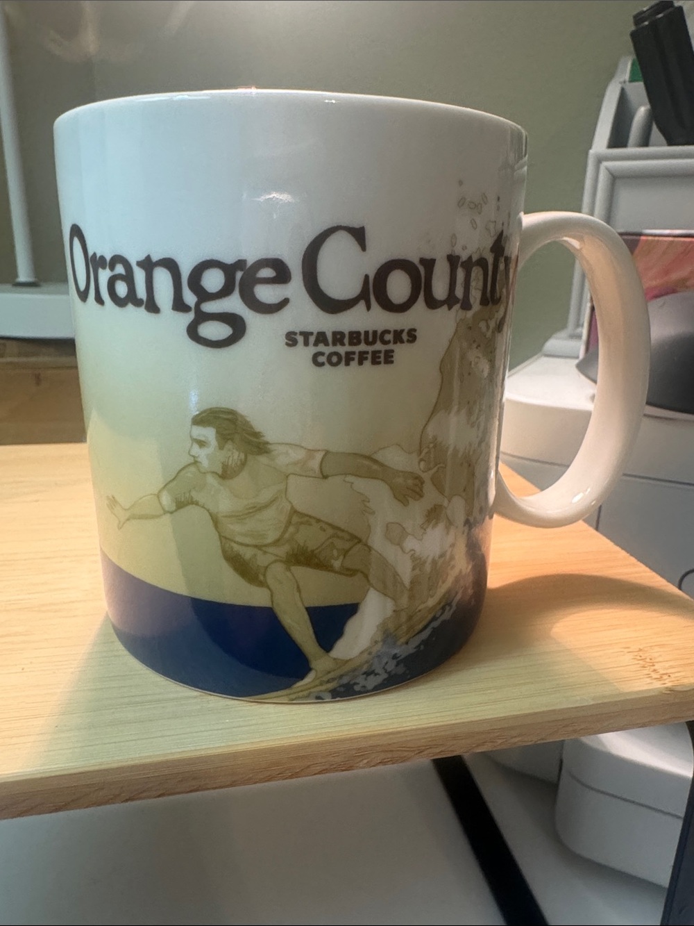 Starbucks Orange County Surfer Mug - White, Blue, Cream
